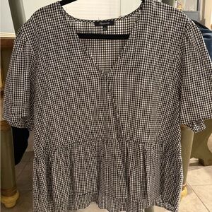 Madewell Black and White Gingham Top